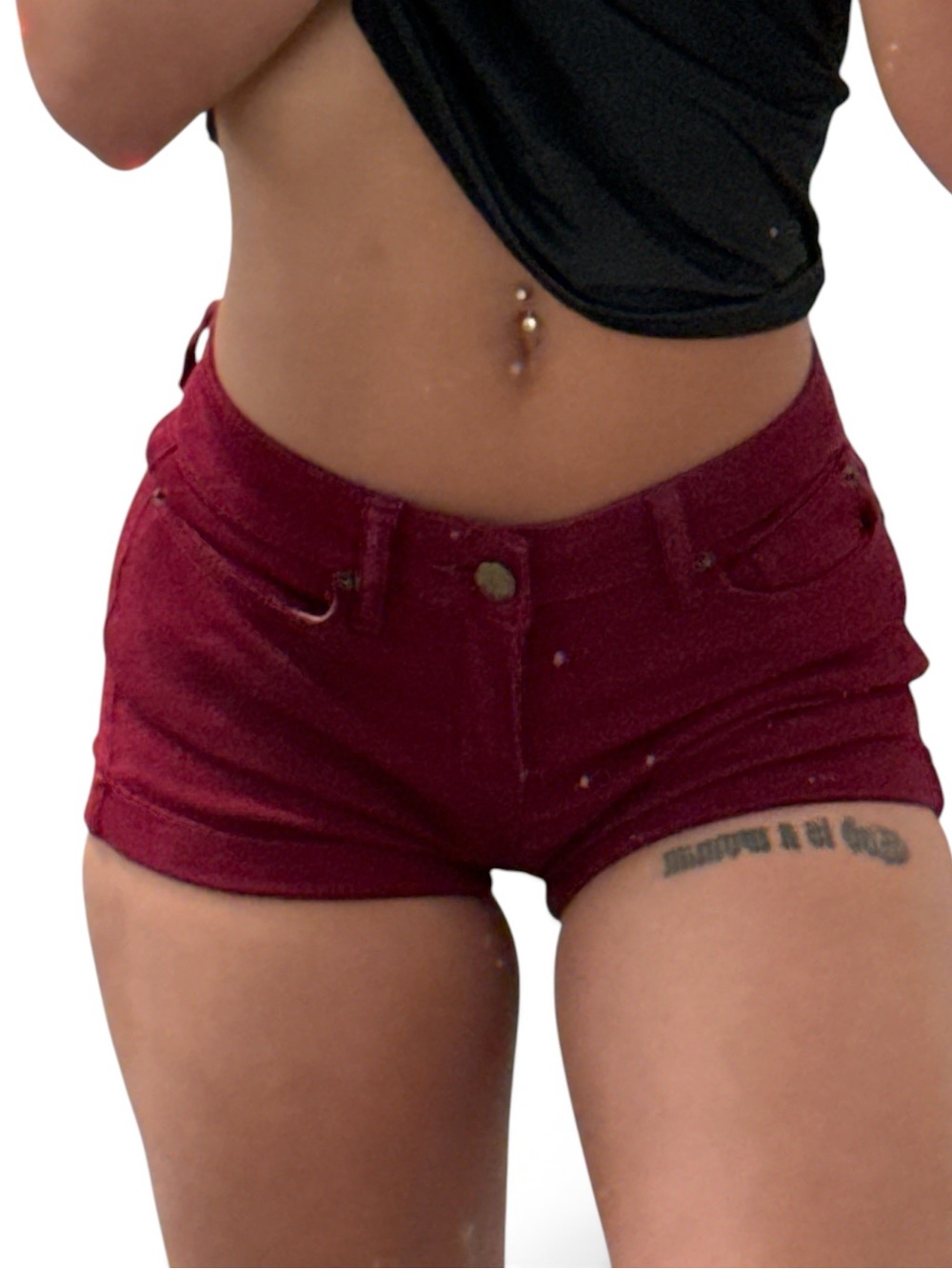 No Boundaries Burgundy High-Rise Jean Shorts